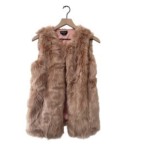 Bebe Rose Gold Faux Fur Cozy Vest Size XS